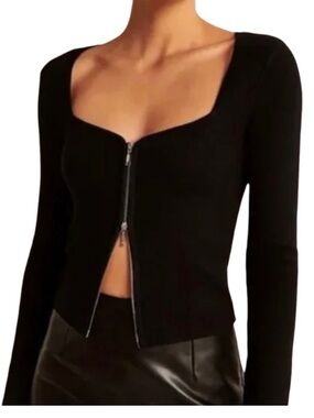 Abercrombie and Fitch Black Sweater double zip.  Size S.  EUC